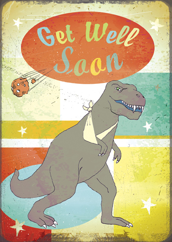 Get Well Soon Tyrannosaurus Greeting Card by Bruce Jones - Click Image to Close